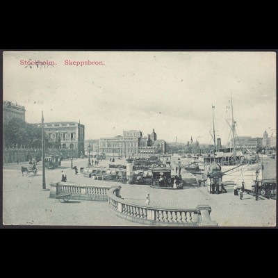 AK Stockholm Skeppsbron Hafenpartie 1910 (12483