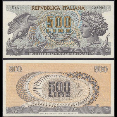 Italien - Italy 500 Lire Banknote 1967 UNC Pick 93 RAR (13052