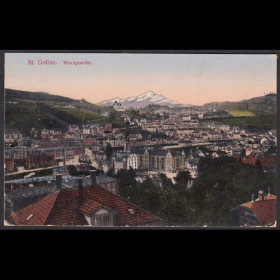 AK St. Gallen Westquartier Gesamtansicht 1917 Schweiz (12617