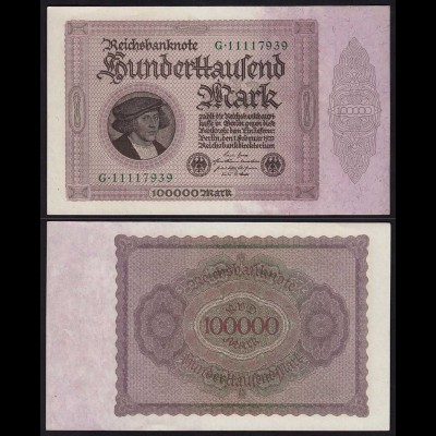 Reichsbanknote 100.000 100000 Mark 1923 Rosenberg 82a XF/UNC (15269