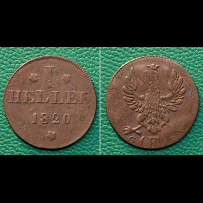 Frankfurt Altdeutsche Staaten 1 Heller 1820 G/F (17849