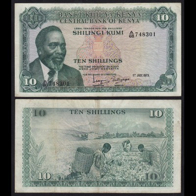 KENIA - KENYA 10 Shillings Banknote 1973 Pick 7d VF (18019