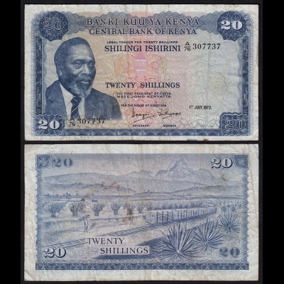 KENIA - KENYA 20 Shillings Banknote 1973 Pick 8d F/VF (18038