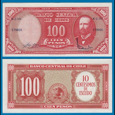 CHILE - 10 Centesimos auf 100 Pesos 1960-61 Pick 127 UNC (1) (18160
