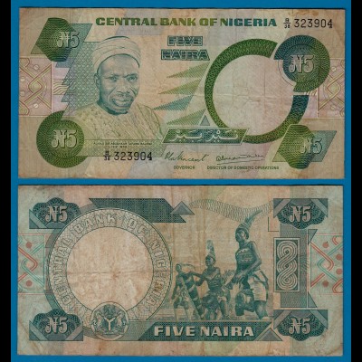 Nigeria 5 Naira Banknote 1979-1984 Pick 20a sig.4 F/VF (18182