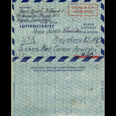 BIZONE Luftpostfaltbrief LF 4 sehr selten (0266