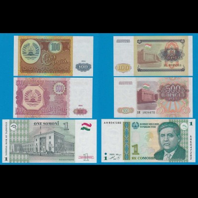 TADSCHIKISTAN - TAJIKISTAN 1, 100, 500 Rubels 1994/1999 (18255