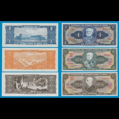 Brasilien - Brazil 1, 2, 5, Cruzados Banknoten 1954 (18262