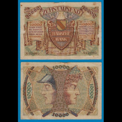 Baden Mannheim 10000 10.000 Mark Banknote 1923 (18466